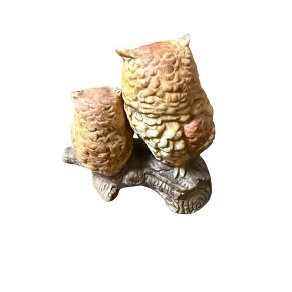 Napco Porcelain Two Owl Figurine Sitting on Branch # 314 w Sticker Japan 3.25" - Picture 3 of 7